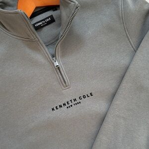 Men’s Kenneth Cole Cotton Blend Quarter Zip Long Sleeve Shirt | Size L